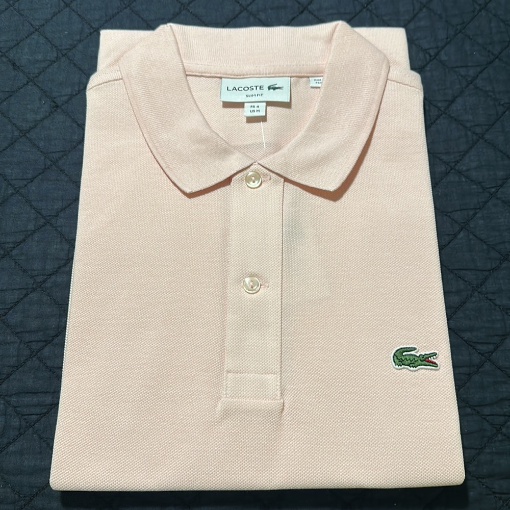 LACOSTE | slim fit polo in light pink, size medium